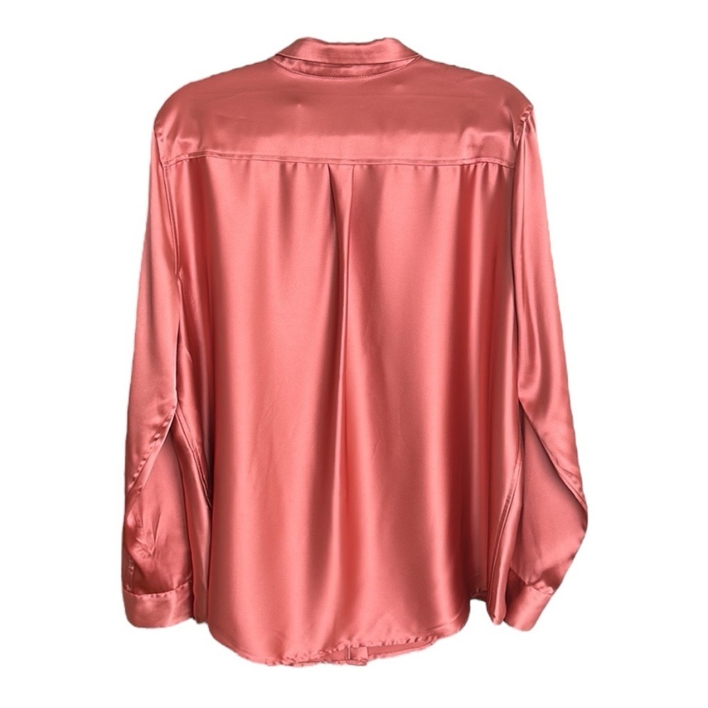 ALFANI Satin Utility Blouse XXL Dusty Rose Button Front Career Office Quiet Lux - Picture 6 of 14